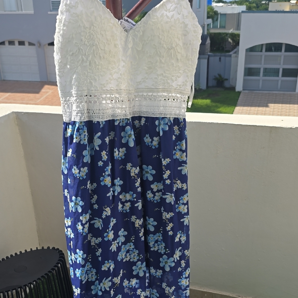 White and Blue Floral Dress
